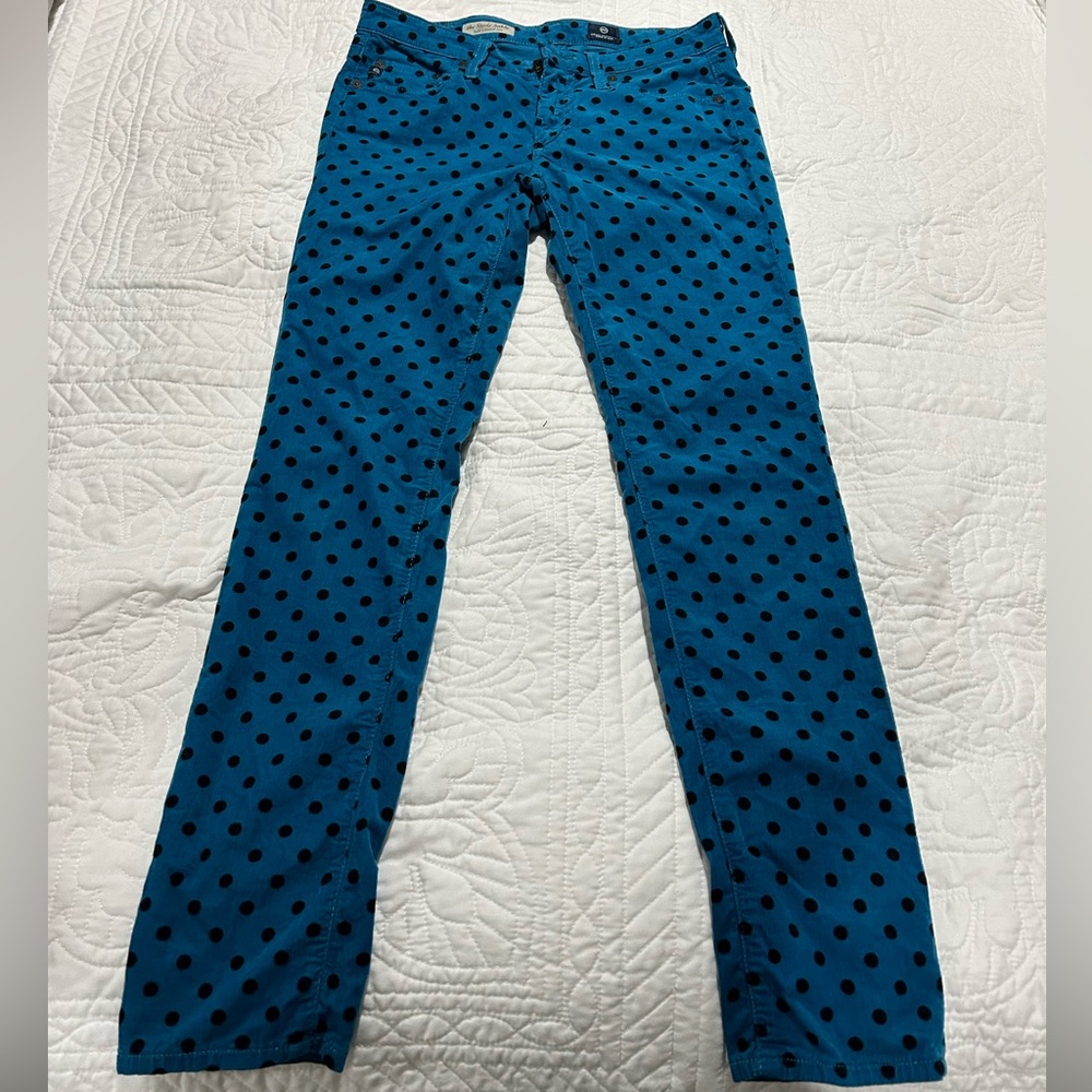 AG Brand Stevie Ankle slim/straight leg polka dot cords 26R.